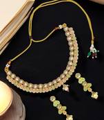 Gold-plated kundan meenakari necklace set