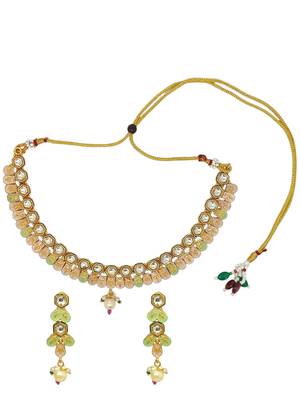 Gold-plated kundan meenakari necklace set 2