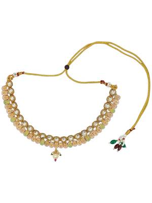 Gold-plated kundan meenakari necklace set 3