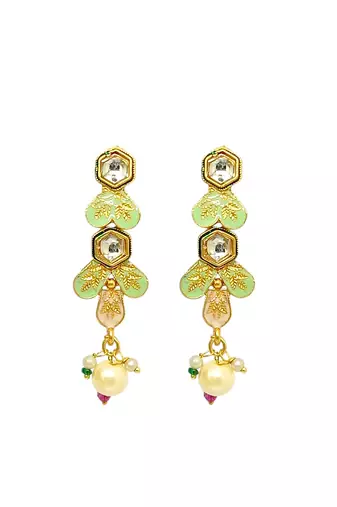 Gold-plated kundan meenakari necklace set