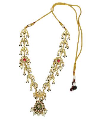 Gold-plated kundan jadau long necklace set 3