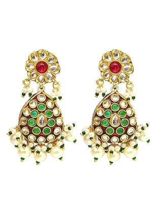 Gold-plated kundan jadau long necklace set 4