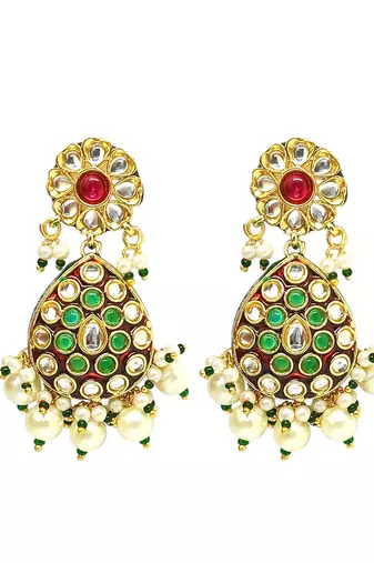 Gold-plated kundan jadau long necklace set