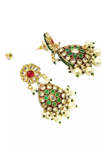 Gold-plated kundan jadau long necklace set