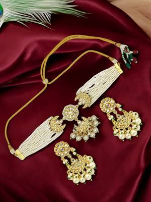 Gold plated paachi kundan choker necklace set 1