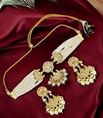 Gold plated paachi kundan choker necklace set