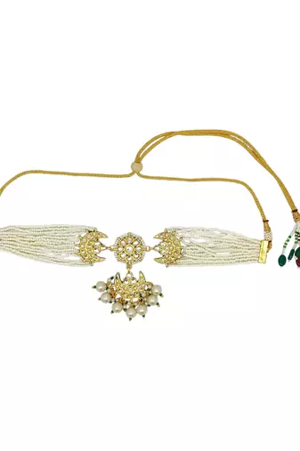 Gold plated paachi kundan choker necklace set