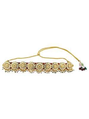 Gold plated rajasthani velvet choker necklace set 3