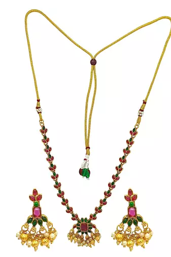 Gold-plated floral delicate necklace set