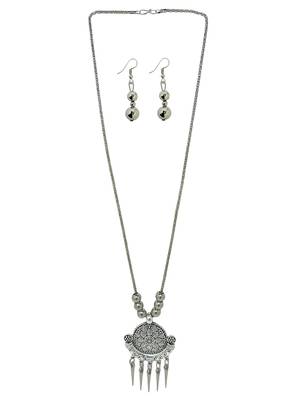 Silver plated oxidised jewellery set long necklace set 2
