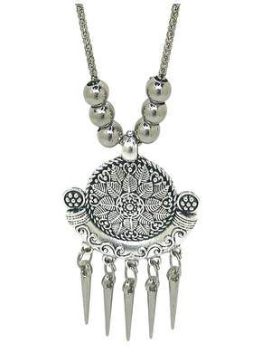 Silver plated oxidised jewellery set long necklace set 3