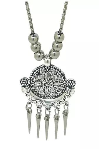 Silver plated oxidised jewellery set long necklace set