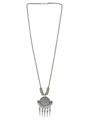 Silver plated oxidised jewellery set long necklace set 4