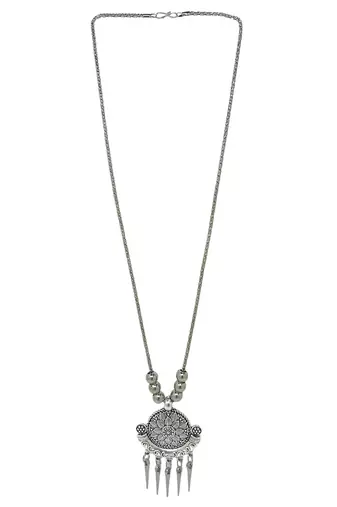 Silver plated oxidised jewellery set long necklace set