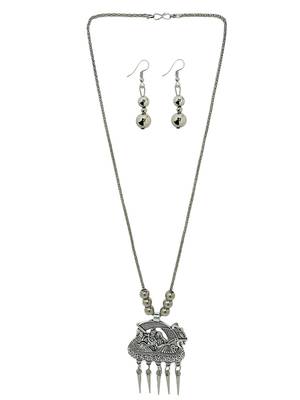 Silver plated radha krishna jewellery setoxidised necklace set 2