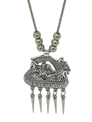 Silver plated radha krishna jewellery setoxidised necklace set 3