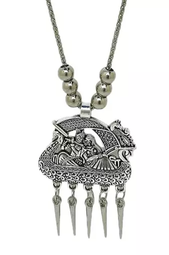 Silver plated radha krishna jewellery setoxidised necklace set