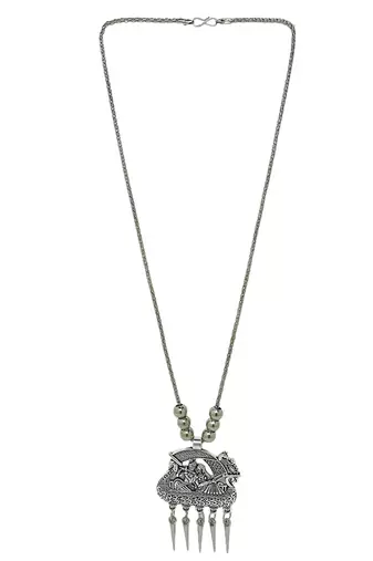 Silver plated radha krishna jewellery setoxidised necklace set