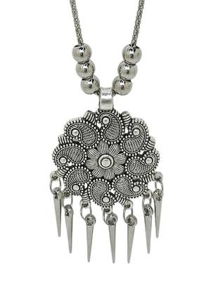 Silver plated floral shape jewellery setoxidised necklace set 2