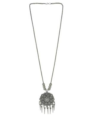 Silver plated floral shape jewellery setoxidised necklace set 3
