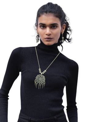 Silver plated floral shape jewellery setoxidised necklace set 5