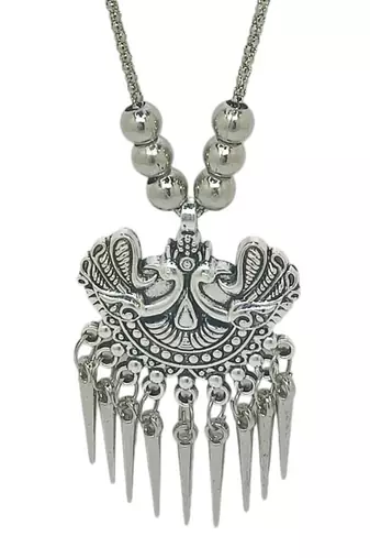 Silver plated peacock desing jewellery setoxidised necklace set