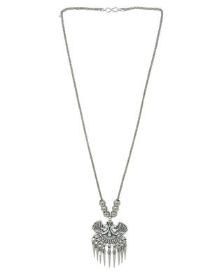 Silver plated peacock desing jewellery setoxidised necklace set 4