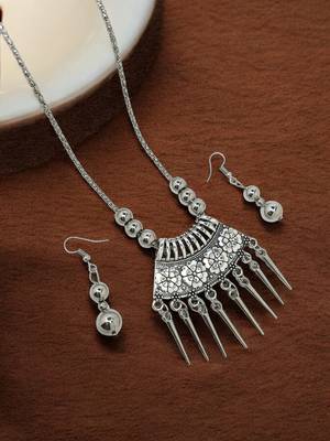 Silver plated oxidised jewellery setnecklace set 1