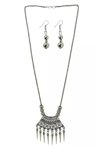 Silver plated oxidised jewellery setnecklace set