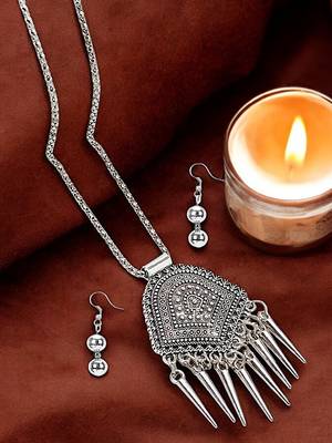 Silver plated cmips desing jewellery setoxidised necklace set 1