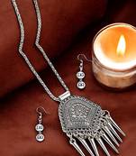 Silver plated cmips desing jewellery setoxidised necklace set