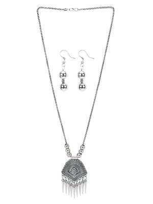 Silver plated cmips desing jewellery setoxidised necklace set 2