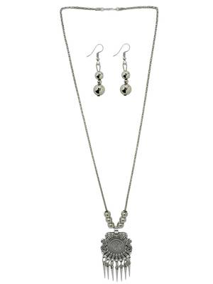 Silver plated oxidised long jewellery setnecklace set 2