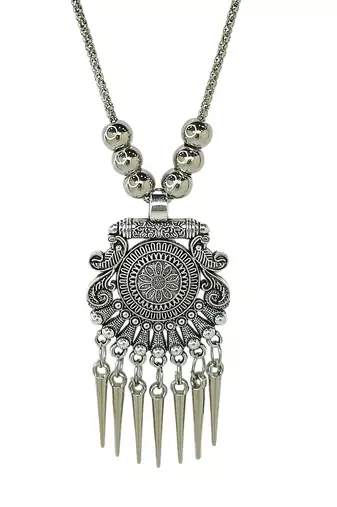 Silver plated oxidised long jewellery setnecklace set