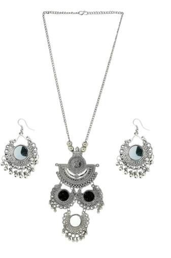 Silver plated oxidised jewellery set