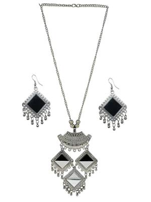 Silver plated oxidised jewellery set 1