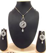 Gold plated cubic zirconia necklace setsblack pendant necklace with earrings set
