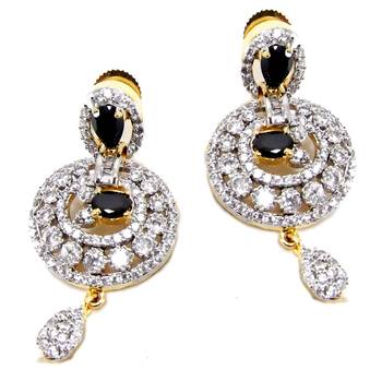 Gold plated cubic zirconia necklace setsblack pendant necklace with earrings set 2