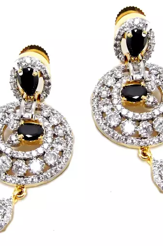Gold plated cubic zirconia necklace setsblack pendant necklace with earrings set