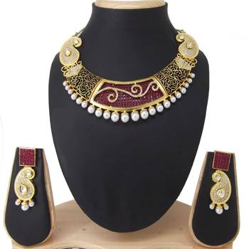 Gold plated cubic zirconia necklace setsred necklace set 1