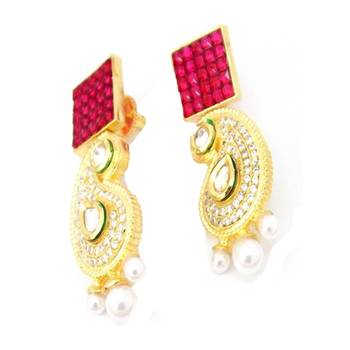 Gold plated cubic zirconia necklace setsred necklace set 2