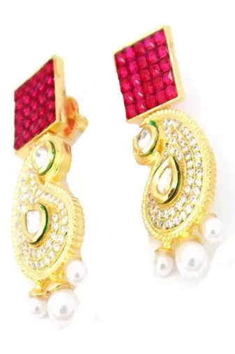 Gold plated cubic zirconia necklace setsred necklace set
