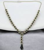 Silver plated cubic zircon necklace set black necklace & chain