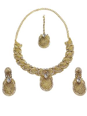 Gold plated cubic zircon necklace set gold jewellery set 1