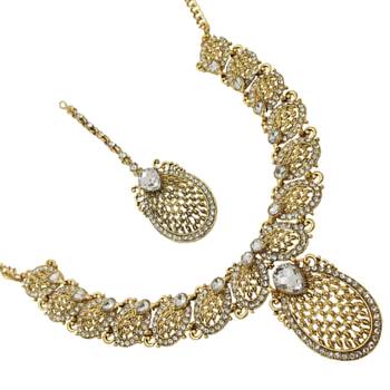 Gold plated cubic zircon necklace set gold jewellery set 2