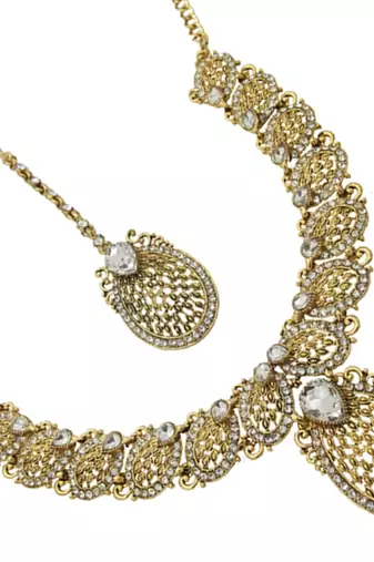Gold plated cubic zircon necklace set gold jewellery set
