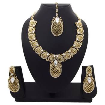 Gold plated cubic zircon necklace set gold jewellery set 3