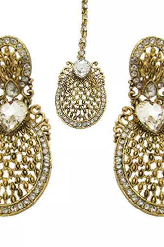 Gold plated cubic zircon necklace set gold jewellery set