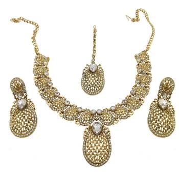Gold plated cubic zircon necklace set gold jewellery set 5