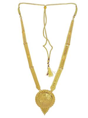 Gold plated round shape long haaram necklace set 3